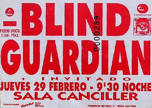Blind Guardian + Easy Rider en Madrid, sala Canciller II