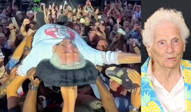 ‘Gangster granny’: La abuela de 99 años que ha surfeado sobre el público de un concierto