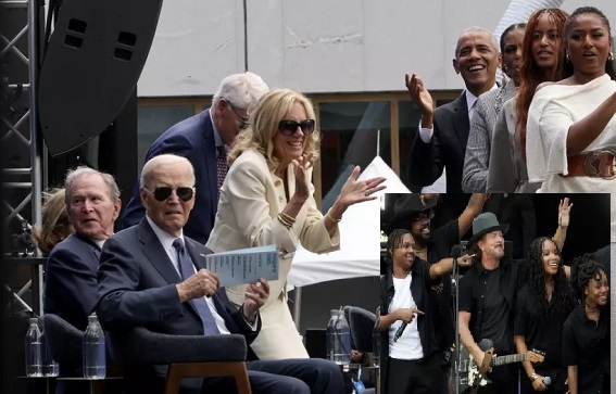 Eddie Vedder presenta una nueva canción frente a Barack Obama, Bill Clinton, George W. Bush, Joe Biden y Angela Merkel
