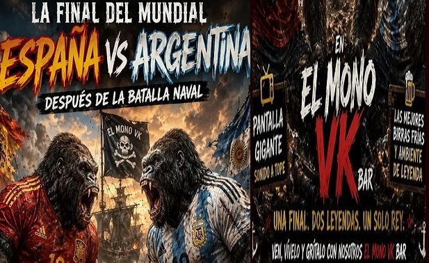 «El Mono VK» ofrecerá en pantalla gigante la final del mundial: España – Argentina