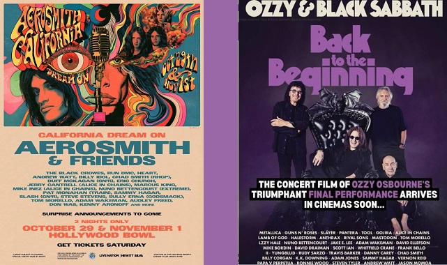 Aerosmith y amigos: Dos conciertos que serán históricos + La familia Osbourne estará en el estreno de la película «Ozzy & Black Sabbath: Back to the beginning»