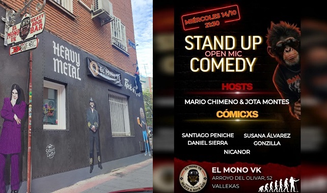 Miércoles de comedia y humoristas («stand up») en ‘El Mono VK’, Vallecas -Madrid-